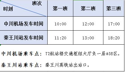 兰州中川机场大巴时刻表（最新）